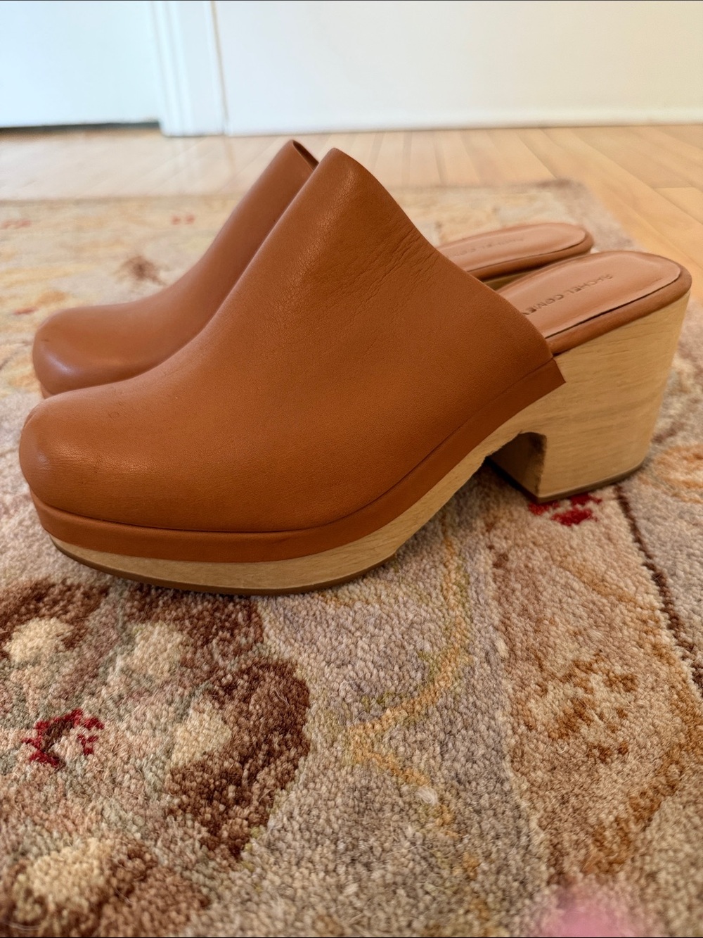 Rachel Comey Tan Leather Platform Clog Mules
